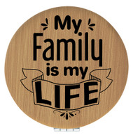 Enthoozies My Family is my Life Bamboo 2.5" Diameter Laser Engraved Leatherette Compact Mirror