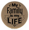 Enthoozies My Family is my Life Light Brown Laser Engraved Leatherette Compact Mirror - Stylish and Practical Portable Makeup Mirror - 2.5 Inch Diameter