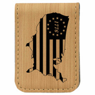 Enthoozies 1776 USA Flag Map Patriotic Laser Engraved Magnetic Leatherette Money Clip - 1.75 x 2.5 Inches