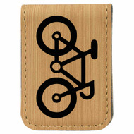 Enthoozies Bike Silhouette Biking Cycling Laser Engraved Magnetic Leatherette Money Clip - 1.75 x 2.5 Inches