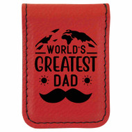 Enthoozies World's Greatest Dad Laser Engraved Magnetic Leatherette Money Clip - 1.75 x 2.5 Inches