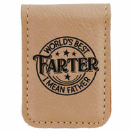 Enthoozies World's Best Farter I Mean Father Laser Engraved Magnetic Leatherette Money Clip - 1.75 x 2.5 Inches