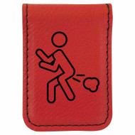 Enthoozies Stick Figure Farting Passing Gas Funny Laser Engraved Magnetic Leatherette Money Clip - 1.75 x 2.5 Inches