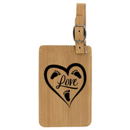 Enthoozies Love Baby Feet Heart Laser Engraved Luggage Tag - 2.75 Inches x 4.5 Inches