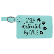 Enthoozies Easily Distracted by Paws Dog Puppy Laser Engraved Luggage Tag - 2.75 Inches x 4.5 Inches v1