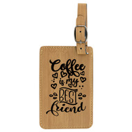 Enthoozies Coffee is my Best Friend Laser Engraved Luggage Tag - 2.75 Inches x 4.5 Inches