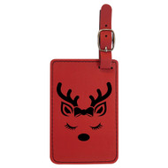 Enthoozies Cute Female Reindeer Face Christmas Laser Engraved Luggage Tag - 2.75 Inches x 4.5 Inches