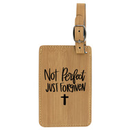 Enthoozies Not Perfect but Forgiven Religious Laser Engraved Luggage Tag - 2.75 Inches x 4.5 Inches