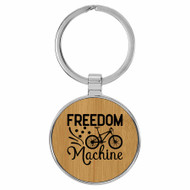 Enthoozies Freedom Machine Bike Biking Cycling Laser Engraved Leatherette Keychain Backpack Pull - 1.5 x 3 Inches