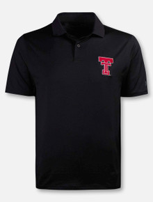 Front View Under Armour Texas Tech Red Raiders Performance 2.0 Throwback Double T Polo in Black