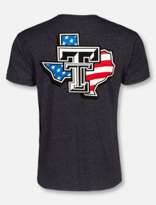 Texas Tech Red Raiders Black and White Double T "American Flag Pride" T-Shirt