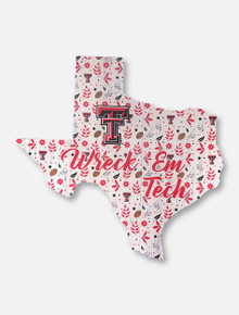 Texas Tech Red Raiders Football Floral State Wooden Sign