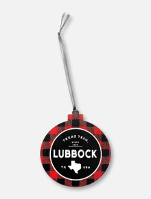 Legacy Texas Tech Red Raiders Lubbock with Buffalo Plaid Rim Ornament