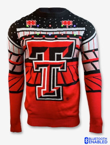 Texas Tech Red Raiders Double T Bluetooth Light Up Christmas Sweater With Speaker