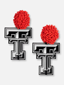 TeamRLN Texas Tech Red Raiders Double T with Red Beaded Post Earrings