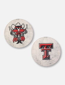 Texas Tech Red Raiders Double T and Raider Red Car Coasters, Set Of Two 