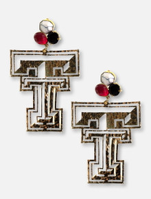 TeamRLN Texas Tech Red Raiders 24K Gold Double T Featuring A Trio Of Team-Colored Gemstones Post Earrings