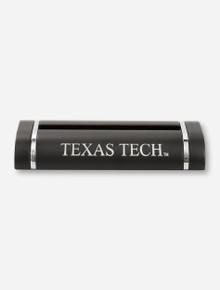 Texas Tech on Black & Silver Desk Business Card Holder