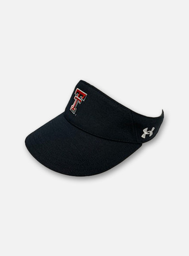 Front left profile of Texas Tech Red Raiders Under Armour High Crown Armour Visor in Black