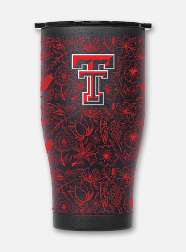 Texas Tech Orca Floral Chaser Double Walled Travel Tumbler Front View