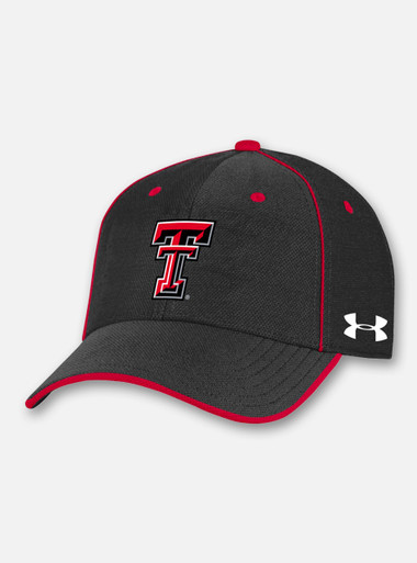 Front View Texas Tech Red Raiders Under Armour Sideline 2020 "Blitzing" Adjustable Hat in Black