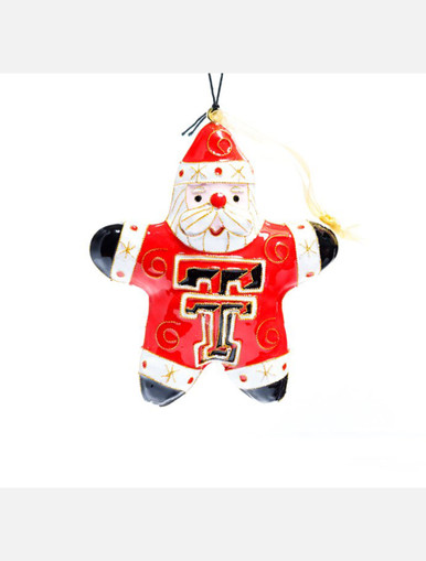Kitty Keller Texas Tech Red Raiders Santa Star Cloisonne Christmas Ornament