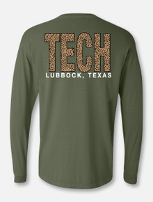 Texas Tech TECH Block in Cheetah Long Sleeve T-Shirt 