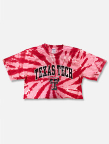 Texas Tech Red Raiders Arch Over Double T Tie Dye Crop Top
