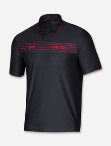 Texas Tech Red Raiders Under Armour 2021 Coaches Sideline "Road Game" Chest Stripe Polo in Black