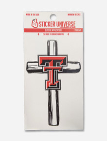 Texas Tech Red Raiders Double T on Black and White Cross Decal