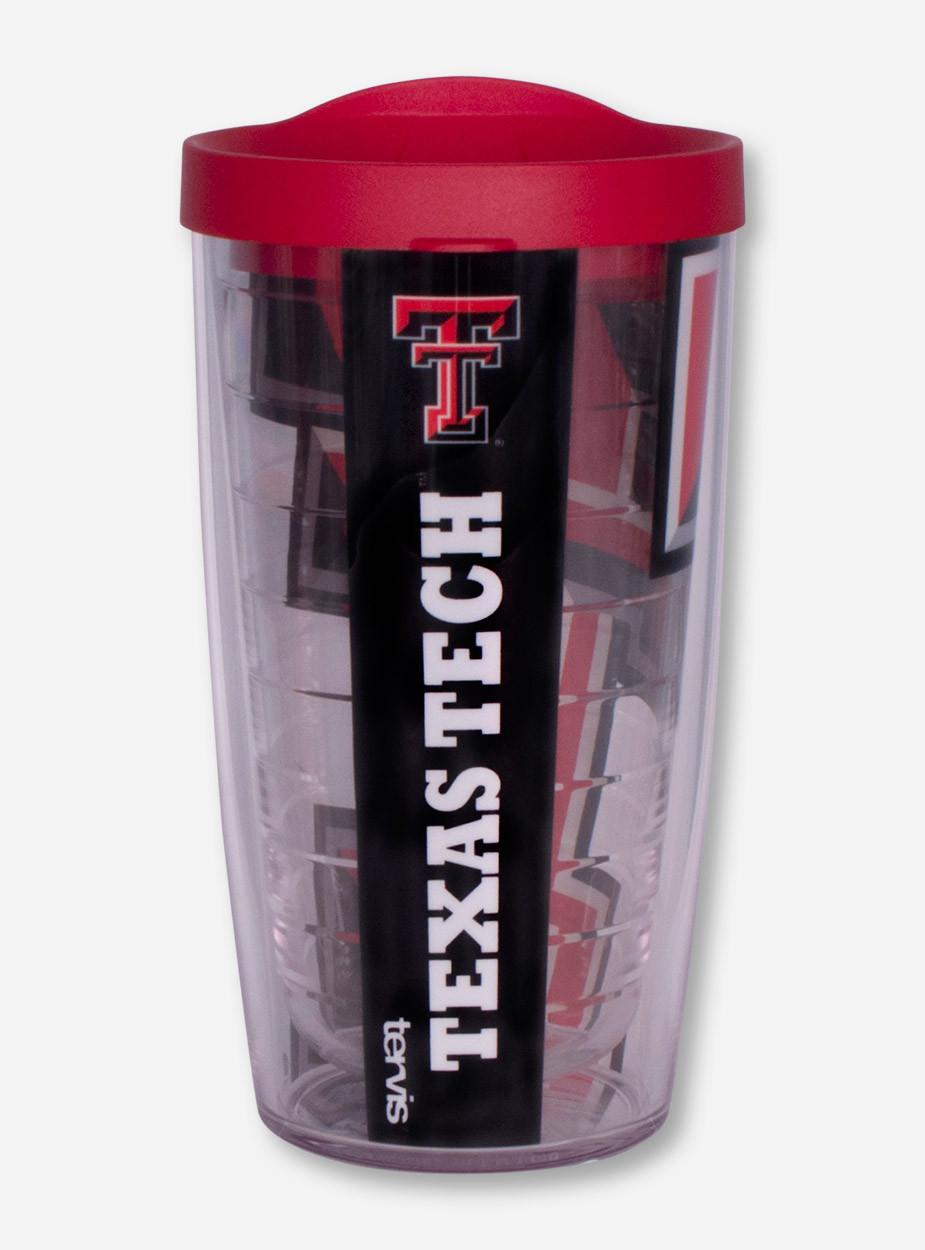 Tervis 1293924 Texas Tech Raiders Colossal Insulated Tumbler with Wrap and Red Lid 4 Pack Boxed 16oz Clear
