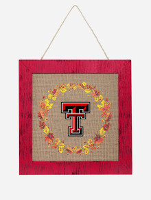 Texas Tech "Burlap 2 Sided Holidays" Wooden 12" Holiday Sign