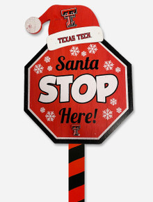 Texas Tech "Santa Stop Here" Wooden 25" Christmas Lawn Stake