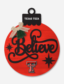 Texas Tech Red Raider "Believe Ornament" Wooden 14" Hanging Sign
