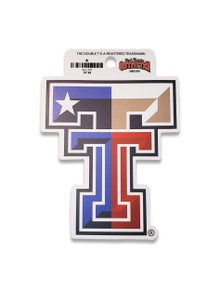 Texas Tech "Texas Flag" Double T Vinyl Decal  