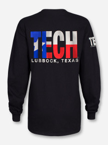 Lubbock, TX TECH in Texas Flag on Black Long Sleeve
