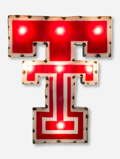 Texas Tech Double T Lighted Rustic Metal Sign Red Raider Outfitter