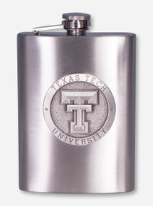 Texas Tech Double T Emblem on Pewter Flask