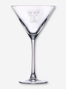 Texas Tech Etched Double T on Martini Glass