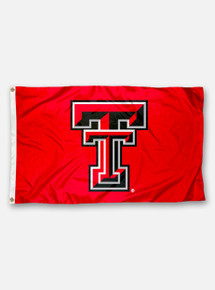 Texas Tech Double T on Red 3' x 5' Applique Silk Screen Flag