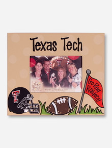Texas Tech Helmet & Football on Tan Frame