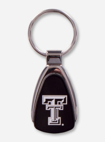 Texas Tech Laser Engraved Double T on Black Keychain
