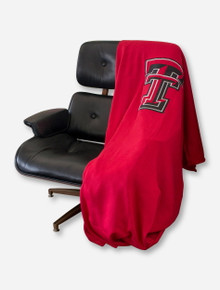 Logo Texas Tech Double T on Red Sweatshirt Blanket