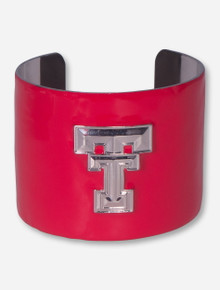Texas Tech Silver Plated Double T Red Enamel Cuff Bracelet