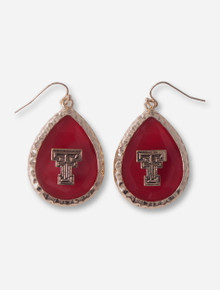 Texas Tech Gold Double T on Red Pendant Earrings