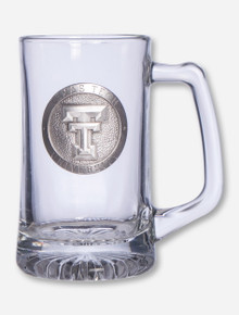 Texas Tech Double T Silver Emblem on Beer Stein