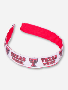 Texas Tech Double T on White Ribbon Hair Band
