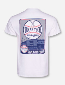 Texas Tech Dan Law Field Photo on White T-Shirt