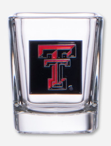 Texas Tech Double T Enamel Emblem on Square Shot Glass