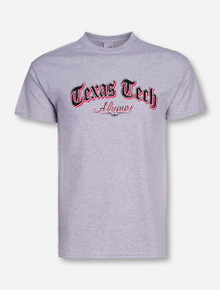 Texas Tech Alumni Newspaper Font on Heather Grey T-Shirt